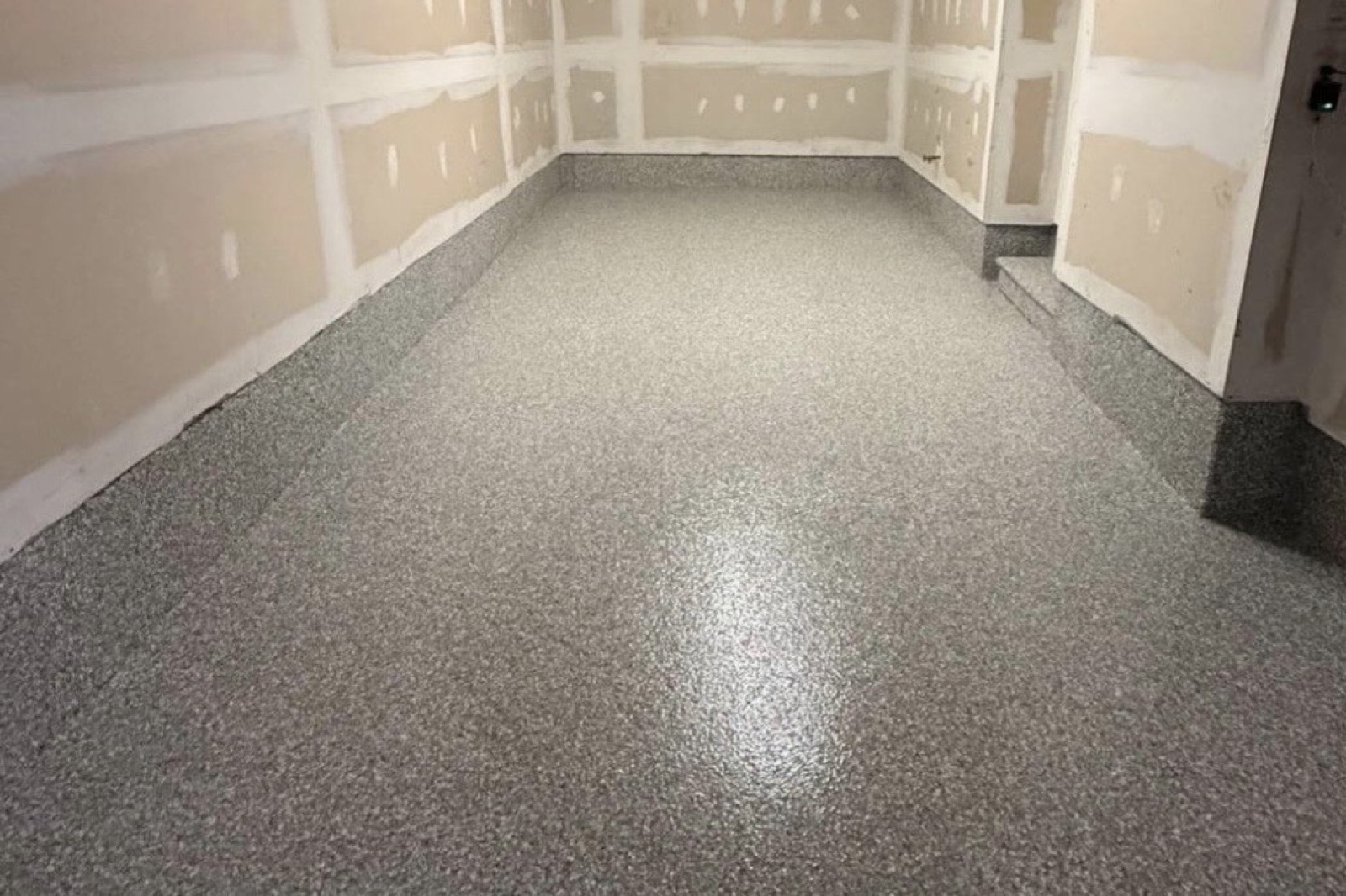 Finished gray garage floor coating