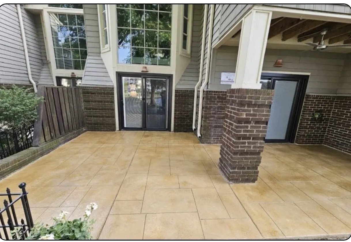 Decorative tile-pattern patio