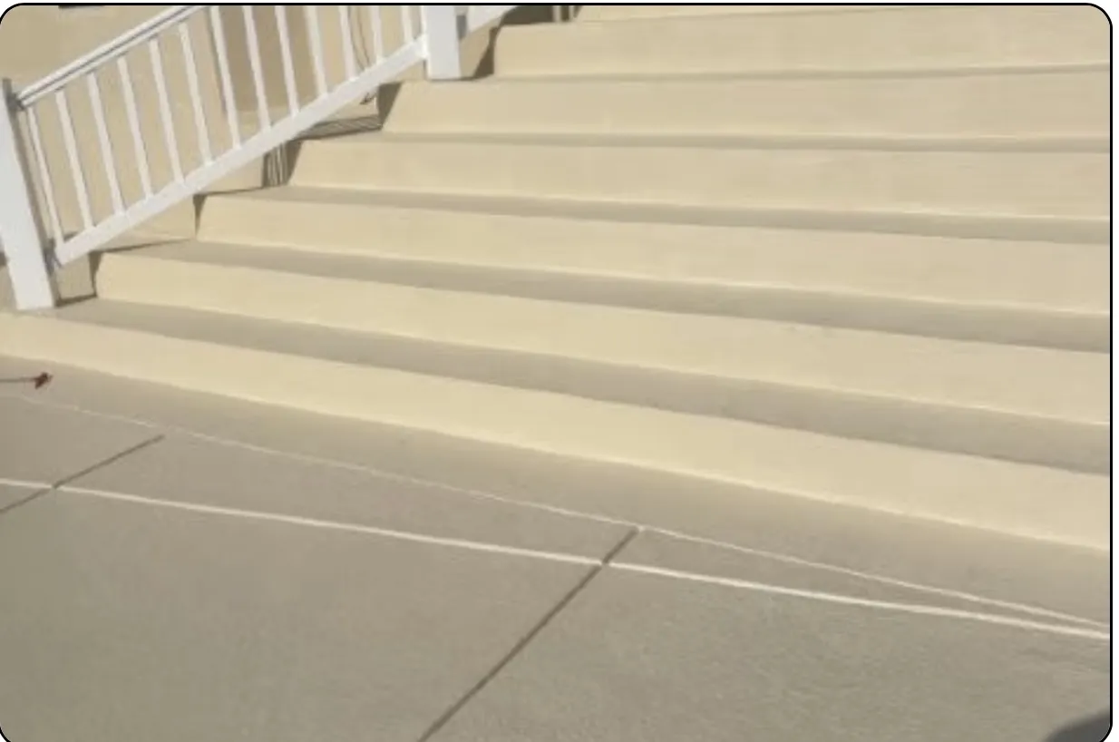 Coated concrete steps and landing