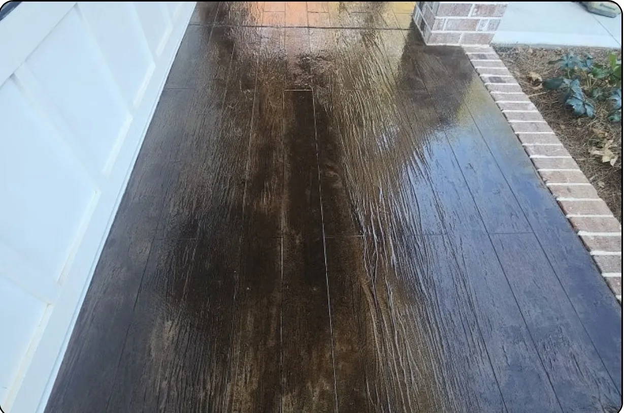 Dark wood-plank walkway overlay